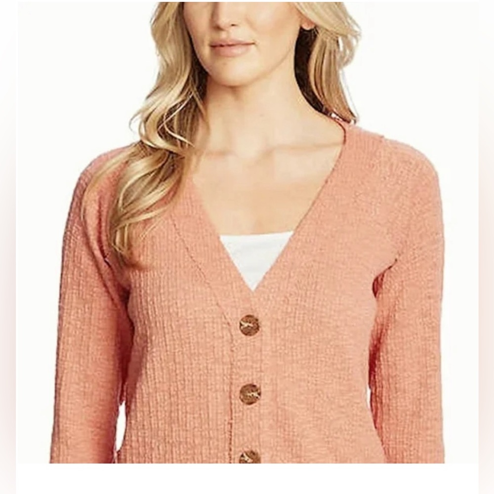 Peach Button-Up Women's Sweater  #4